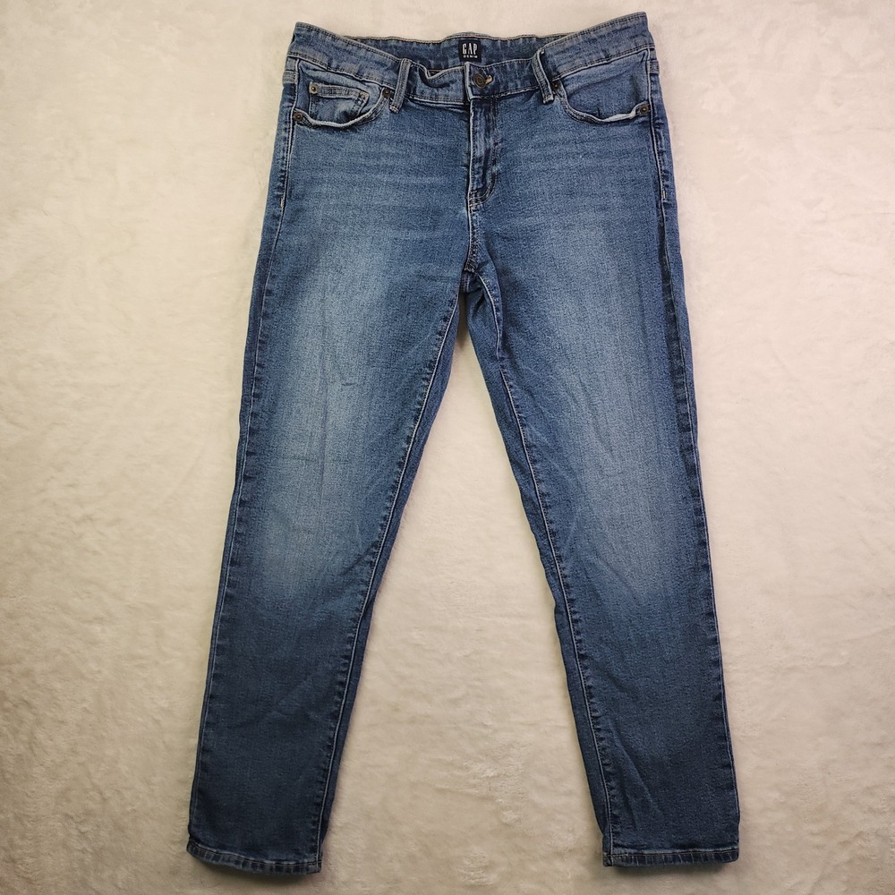 GAP Girlfriend Jeans Womens 29 31x27 Mid Rise Authentic Medium Wash Ankle